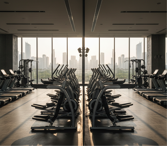 Indoor gym equipment facility